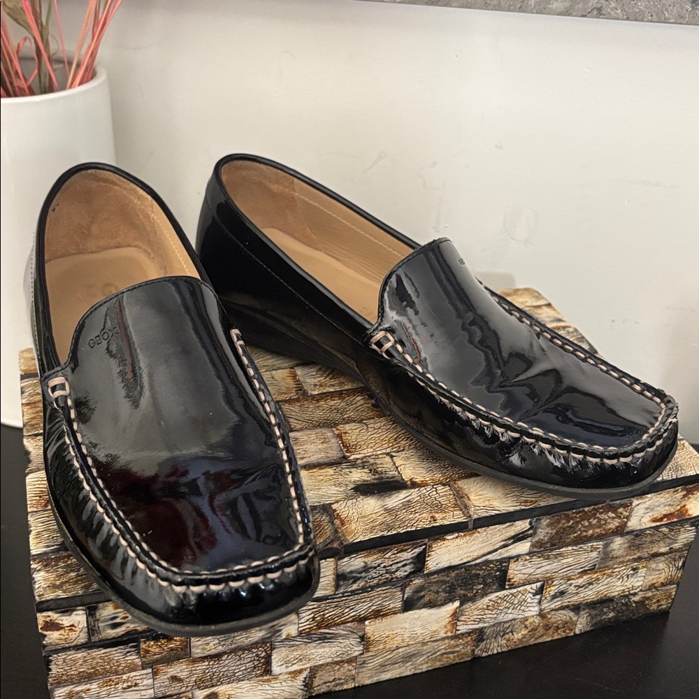 GEOX (6) Respira Patent Loafers Leather Black Slip On Stitching Non-Slip EU 36 - Picture 13 of 15